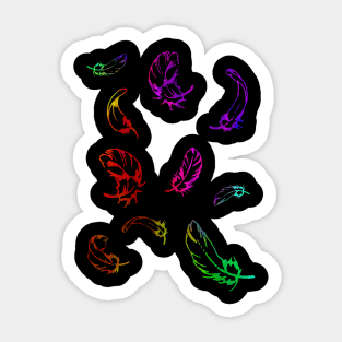 Colorful Feathers Falling Sticker